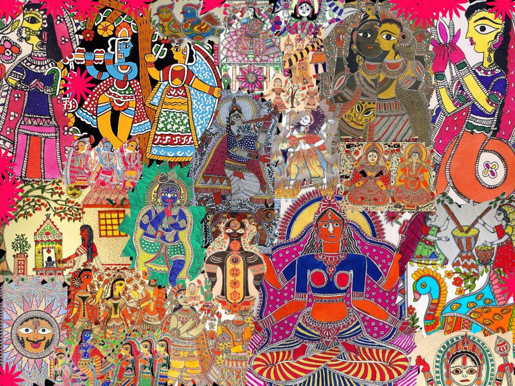 colours in madhubani painting